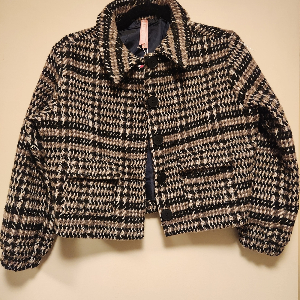 NWT Stylish Black, Tan & White Kids Jacket Girls Size M(10) - Picture 9 of 11
